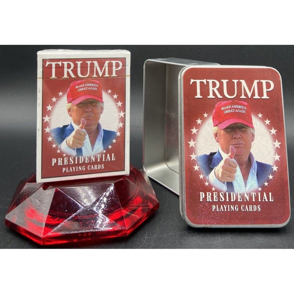 Donald Trump RARE Playing Cards Tin Box Presidential Poker Deck Game Cards NEW